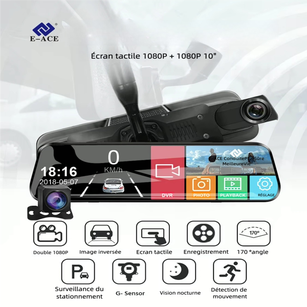 Rétroviseur Dashcam 2.5K avec Écran Tactile 10”