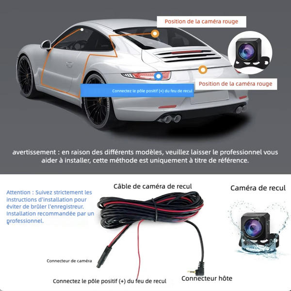 Rétroviseur Dashcam 2.5K avec Écran Tactile 10”