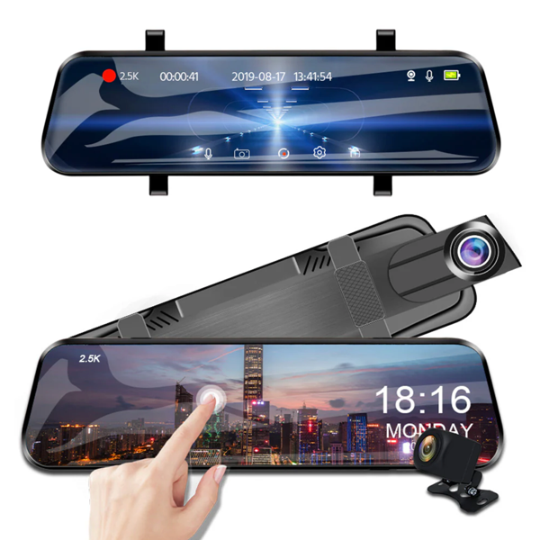 Rétroviseur Dashcam 2.5K avec Écran Tactile 10”